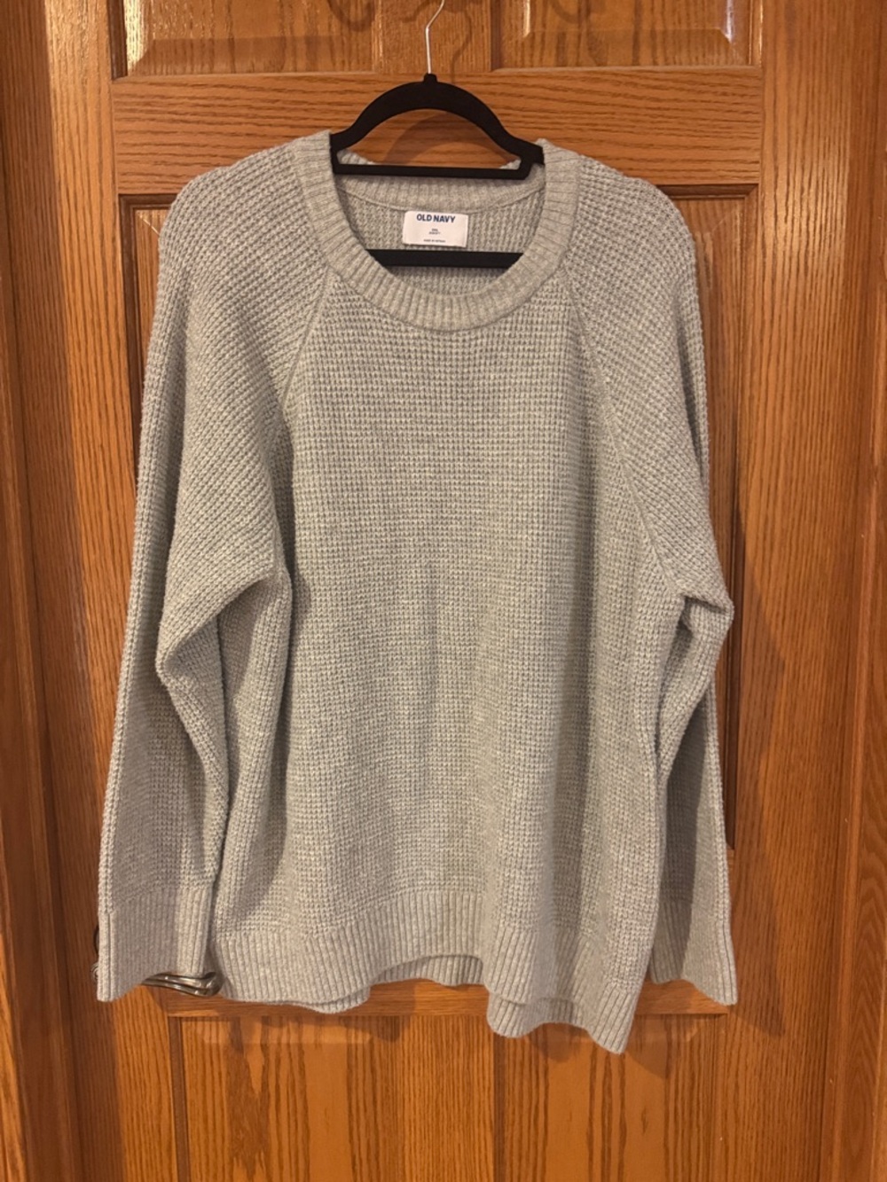 Old Navy Pale Gray Waffle-Knit Crewneck Sweater